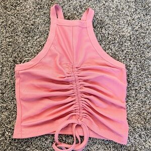 Bear Dance Women’s Pink Crop Scrunch Summer Racerback Tnk Top Small